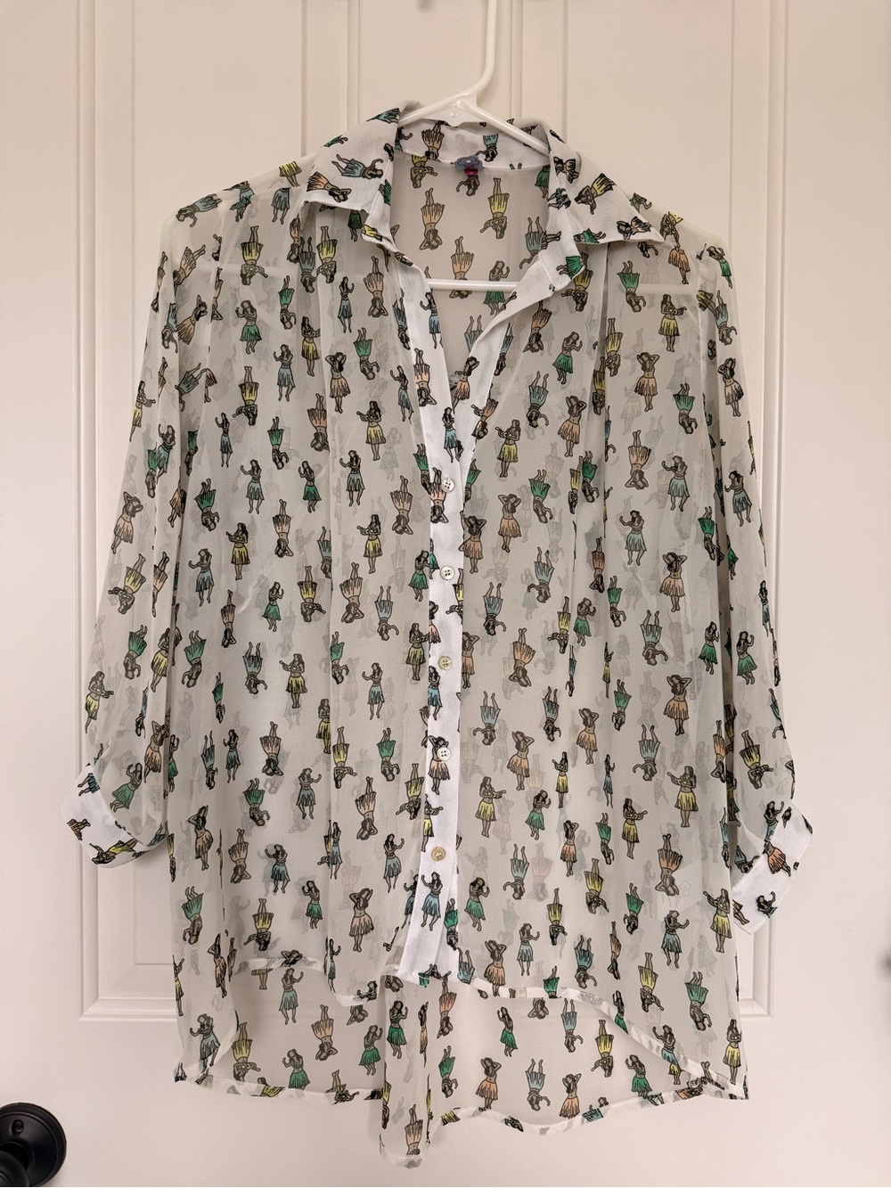 Farm Rio Hula Print Sheer Shirt | Small